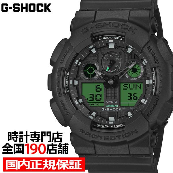 4月10日発売 G-SHOCK ブラック&amp;エレクトログリーン GA-100BEG-1AJF メンズ ...