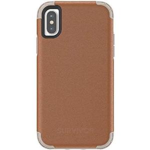 Griffin Survivor Prime Case iPhone X/XS Brown Leather スマホ ケース ハード型 カバー アイホン