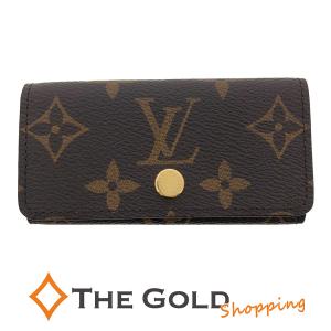 ルイヴィトン ミュルティクレ4 M69517 モノグラム 4連 キーフック ブラウン 茶 LOUIS VUITTON キーケース 中古｜thegoldshopping