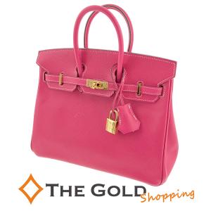 エルメス バーキン25 □Q刻印 ヴォーエプソン レザー ローズティリアン ピンク HERMES ハンドバッグ 中古｜thegoldshopping