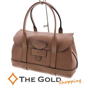 ロエベ バルセロナ バッグ ブラウン オレンジ レザー 横長 LOEWE ハンドバッグ◆中古｜thegoldshopping