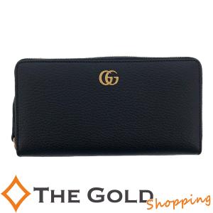 グッチ GGマーモント ジップアラウンド ウォレット ブラック 黒 レザー 456117 GUCCI 長財布 中古｜thegoldshopping