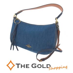 コーチ デニム 2WAYショルダーバッグ 67359 ブルー 青 花柄 COACH ショルダーバッグ【中古】｜thegoldshopping