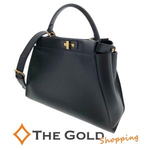 FENDI ピーカブー ミディアム 8BN290 カーフレザー ブラック 黒 フェンディ ショルダーバッグ【中古】｜thegoldshopping