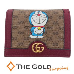 グッチ ドラえもんコラボ コンパクトウォレット 647788 ミニGGスプリーム レッド GUCCI 折財布【中古】｜thegoldshopping