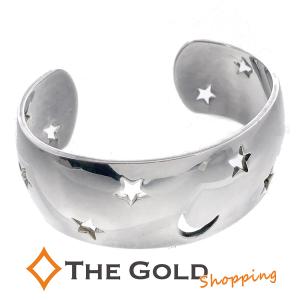 HERMES ムーンスター バングル シルバー SV925 SILVER 三日月 星 モチーフ ジュエリー アクセサリー 腕輪 エルメス 中古｜thegoldshopping