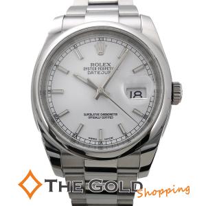 ROLEX デイトジャスト 116200 並行 磨き済 36mm 白文字盤 ステンレス バーインデックス ロレックス 腕時計 メンズ ウォッチ 男性用◆中古｜thegoldshopping