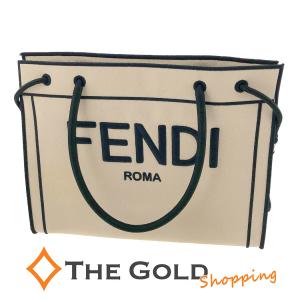 FENDI ロゴショッパーミディアムトート 8BH378 キャンバス ブラック ベージュ ショルダーバッグ レディース フェンディ◆中古｜thegoldshopping