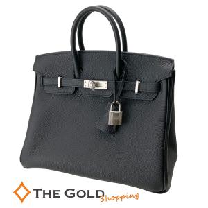 HERMES バーキン25 G刻印 2026年 トリヨンクレマンス ブラック 金具保護シール付き シルバー金具 ハンドバッグ エルメス◆中古