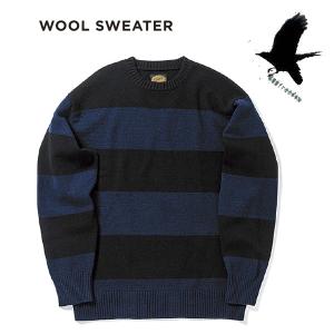 SALE 22-23 セーター メンズ レディース グリーンクロージング GREEN CLOTHING WOOL SWEATER  (BLACK/NAVY)｜theitaya