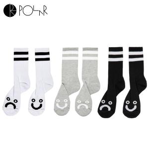 ソックス メンズ レディース ポーラー Polar Skate Co. |   polar skateboard HAPPY SAD SOCKS  （WHITE　HEATHERGREY　BLACK）｜THE ITAYA