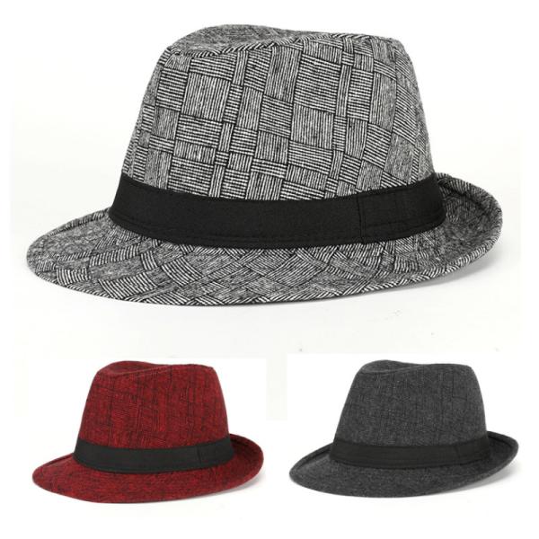フェドーラ 中折れハット ソフト帽 格子柄 (4色)soft hat