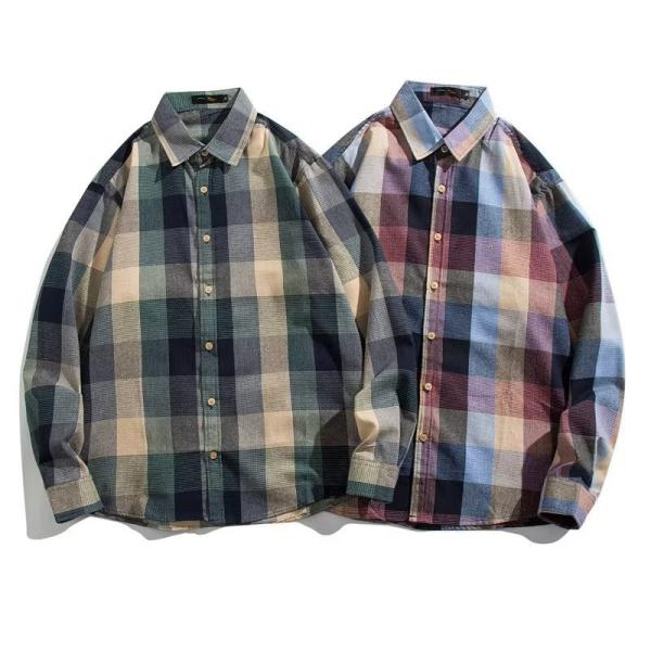 チェック柄 長袖 カジュアル シャツ  【サイズ L〜3XL】