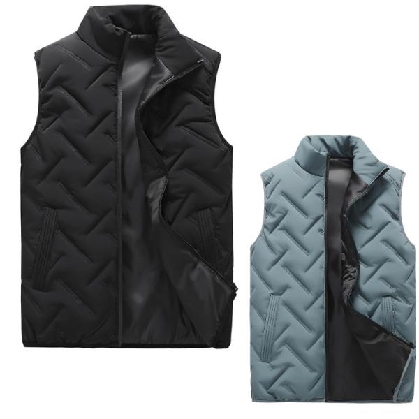 無地 ダウン ベスト 成形模様　Down Vest 中綿ベスト Size L〜3XL【送料無料】