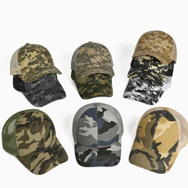 綿ポリ リップストップ 迷彩 カモ スナップバック メッシュ キャップ camo mesh cap ...