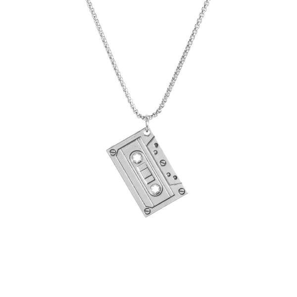 ネックレス シルバーカラー カセットテープ Necklace  Cassette Tape