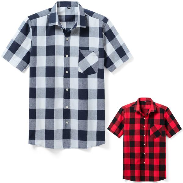 ブロック チェック 半袖 シャツ バファロープレイド 柄 S/S シャツ