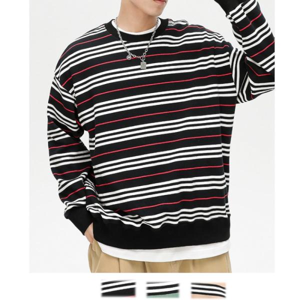 マルチボーダー スウェットシャツ Crew Neck Sweatshirt