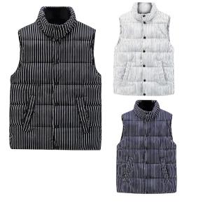 ストライプ ダウンベスト ピンストライプ柄 中綿ベスト Striped Down Vest Size L〜3XL｜thelargestselection