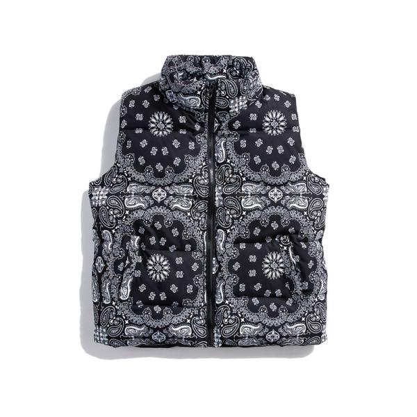 バンダナ柄 ダウンベスト ペイズリー柄 Paisley bandana pattern Down V...