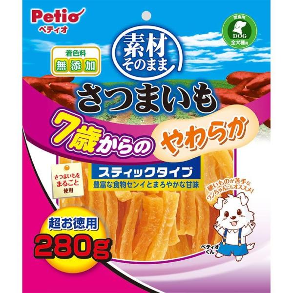 （まとめ買い）ペティオ 素材そのまま さつまいも 7歳からのやわらかスティックタイプ 280g 犬用...