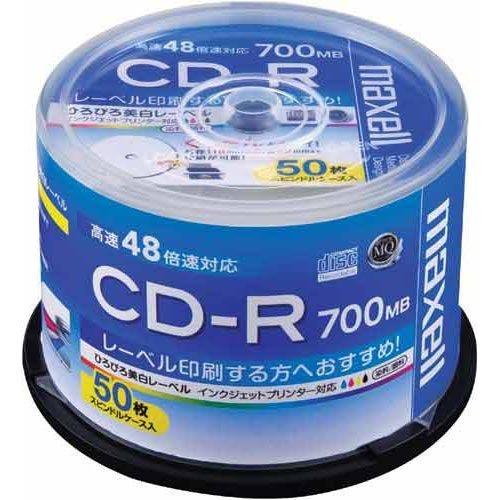 マクセル(maxell) データ用 CD-R 700MB 48倍速対応 インクジェットプリンタ対応ホ...