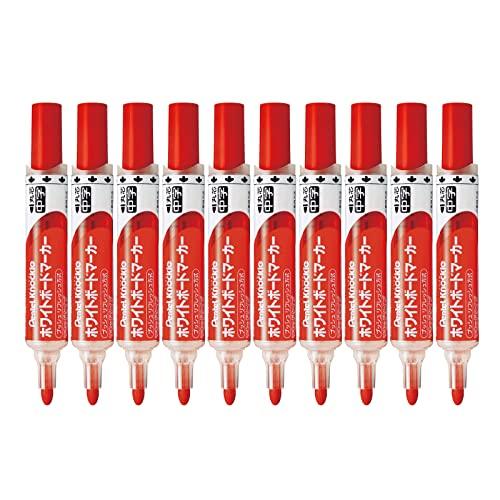 ぺんてる ホワイトボードマーカー ノックル 丸芯・中字 EMWLM-B 赤 10本