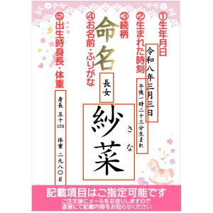 命名書 女の子 - 名入れ ピンク 命名紙 代...の詳細画像3