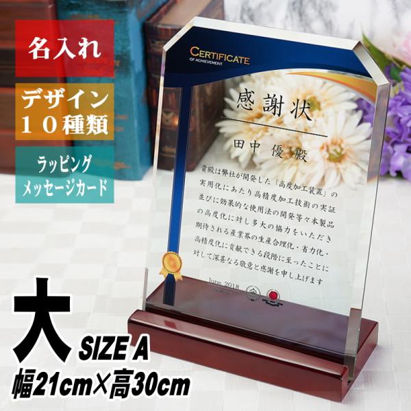 名入れ 記念品 クリスタル 表彰盾 DSP-3(大) 表彰状 感謝状 退職祝い 退職記念 社内表彰 ...