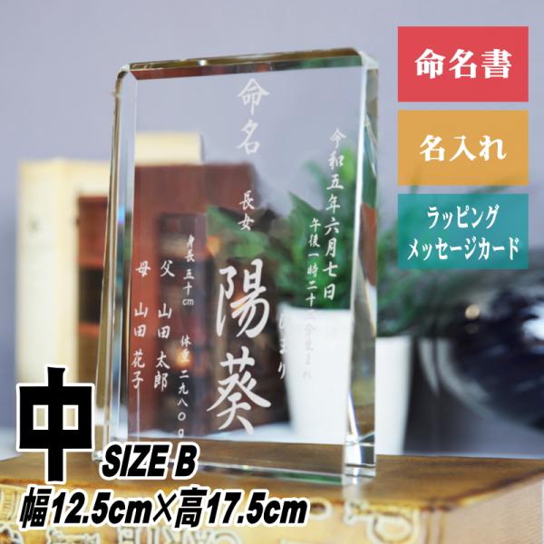 名入れ 命名書 赤ちゃん 【クリスタル盾 DP-17(中) 】命名紙 誕生 名づけ記念 内祝い おし...