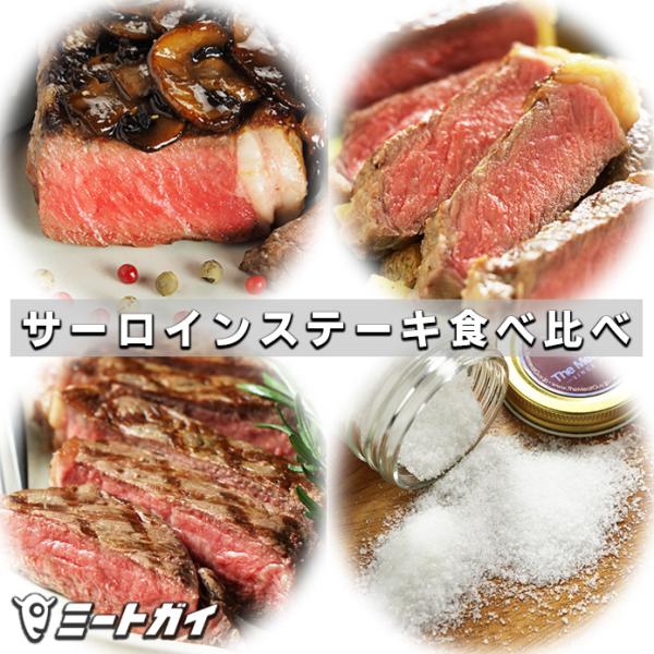 (送料無料)サーロインステーキ食べ比べセット 3種類6枚+イタリア産海塩のおまけ付 自宅でステーキバ...