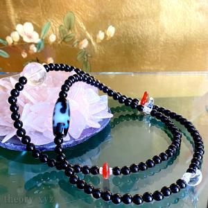 天珠 天然石ネックレス 黒とグレー 天珠 天然石ネックレス 黒とグレー