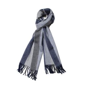 正規取扱店 Drake's Block Stripe マフラー AL01.17513 006 GREY / NAVY (ドレイクス)｜thepark