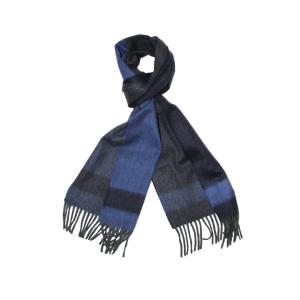 正規取扱店 Drake's Weft Stripe マフラー ALLAA/18756 002 BLUE/NAVY (ドレイクス)｜thepark