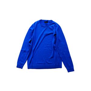 ROBERTO COLLINA ロベルトコリーナ メンズ 21-22A/W エルボーパッチクルーネックニット RF01001T BLUE｜thepark