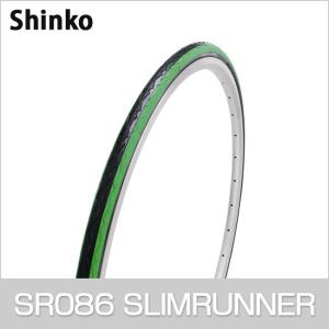Shinko シンコー SR086 DEMING SLIMRUNNER スリムランナー 700 × 23C ブラック/グリーン 自転車 タイヤ 「14803」