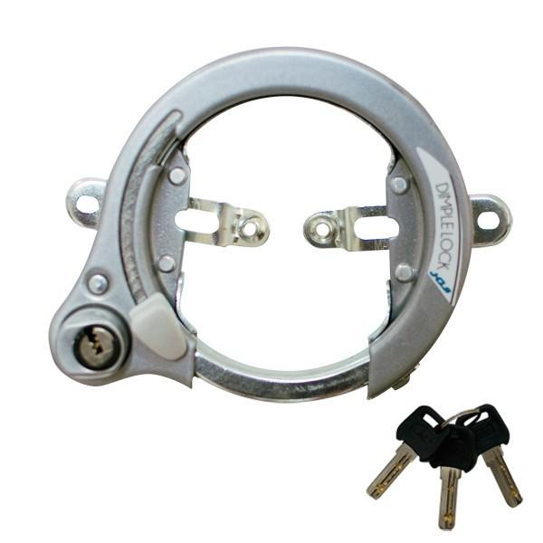 J&amp;C　ディンプルシリンダーキー　リング錠　JC-036CLB　シルバー　自転車　鍵　カギ　後輪錠