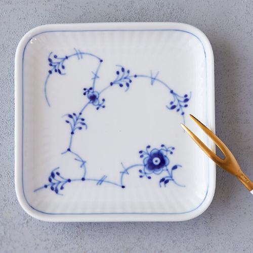 食器  角小皿 9.8cm 単品 北欧  ブルーフルーテッド プレイン 9.8×9.8cm  スクエ...