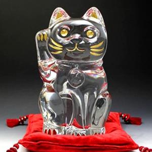 バカラ 招き猫 まねきねこ クリスタルガラス製 Baccarat LUCKY CAT Lサイズ クリア シリアルNo クッション付き オブジェ