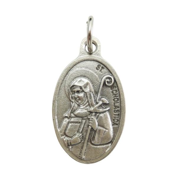 聖スコラスティカ メダイ ペンダント　-嵐・雨・痙攣やひきつけを起こす子供の守護聖人- イタリア製