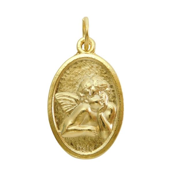 頬杖天使 守護天使 メダイ ゴールド イタリア製 エンジェル チャーム ペンダント
