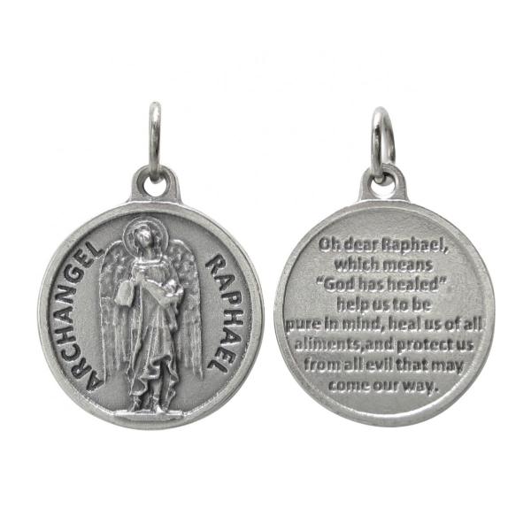 大天使 聖 ラファエル 祈り メダイ ペンダント  - 癒しの天使 - イタリア 製