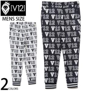 V12 メンズ 総柄 スウェット パンツ ジョガーパンツ LIVERY PANTS MEN 全2色 5サイズ展開 ゴルフ ゴルフウエア N210115