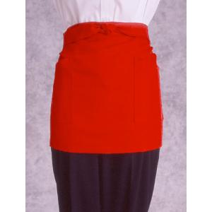 ソムリエエプロン 赤 42cm丈 カフェエプロン 前掛け サロンエプロン