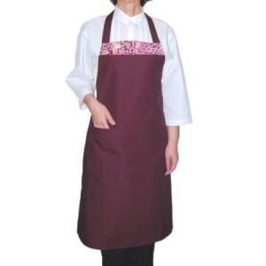 和柄 和風胸あてエプロン 和柄部分使い あずきX紫の詳細画像1