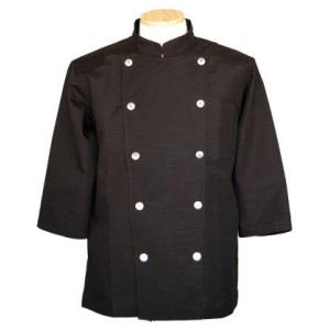 コックコート七分袖 　黒Xシルバーボタン　得割セール２９５０円男女兼用S〜LL　　