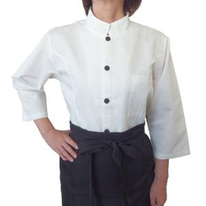 マオカラー七分袖シャツ　バーバリー素材　男女兼用Sサイズ〜LLサイズ