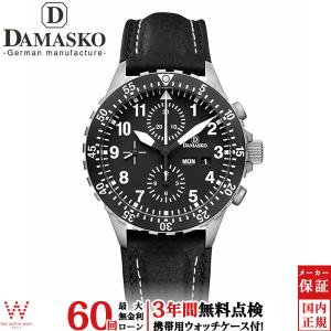 DAMASKO DC66B 腕時計 クロノグラフ　ブラック DC66 black | Black leather strap with double stitching - black