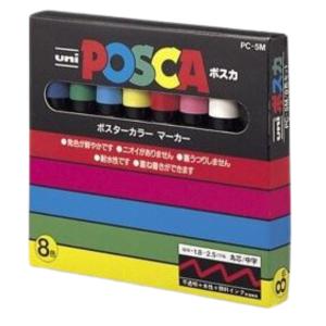 ポスカ 中字 PC-5M 三菱鉛筆 水性マーカー ポスカ 中字丸芯 8色セット｜thi-dasyokai