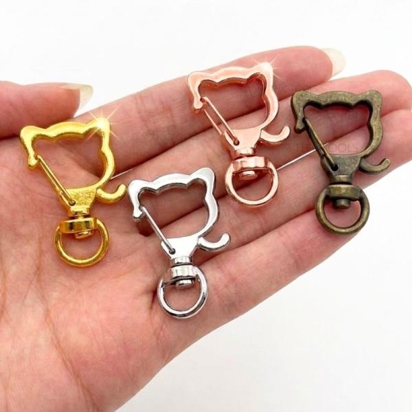 ナスカン ねこ 30個 50個 猫 キャット キーホルダー 金具 回転 ハンドメイド パーツ cat